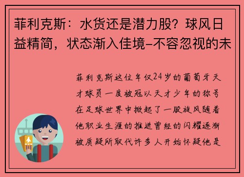 菲利克斯：水货还是潜力股？球风日益精简，状态渐入佳境-不容忽视的未来之星